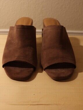 Target Brown Suede Open-Toe Slide Mules